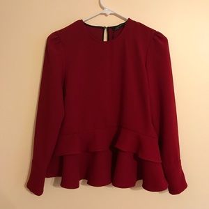 Zara Long-Sleeve Ruffle Shirt